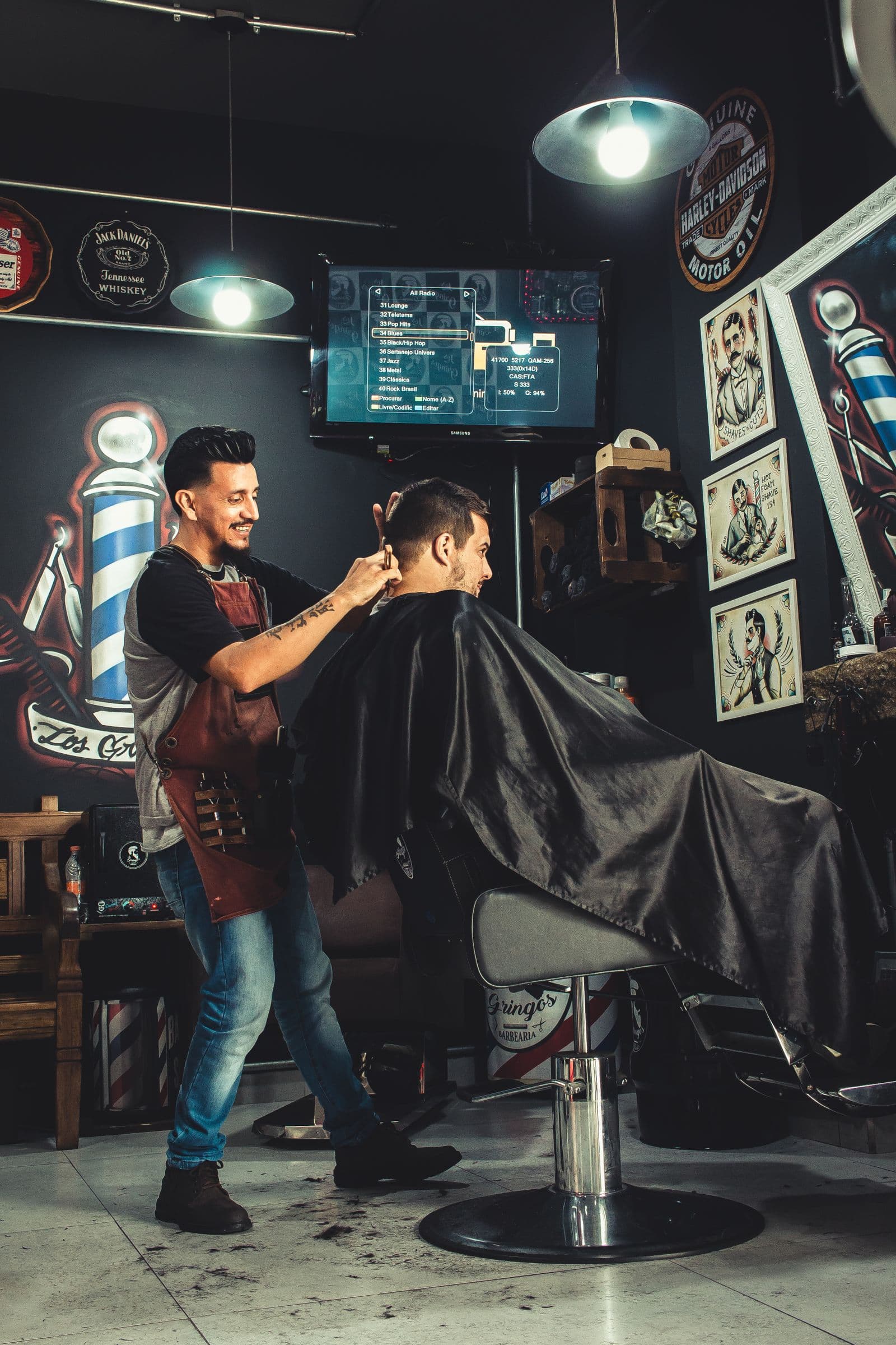 A barber at work in the chair